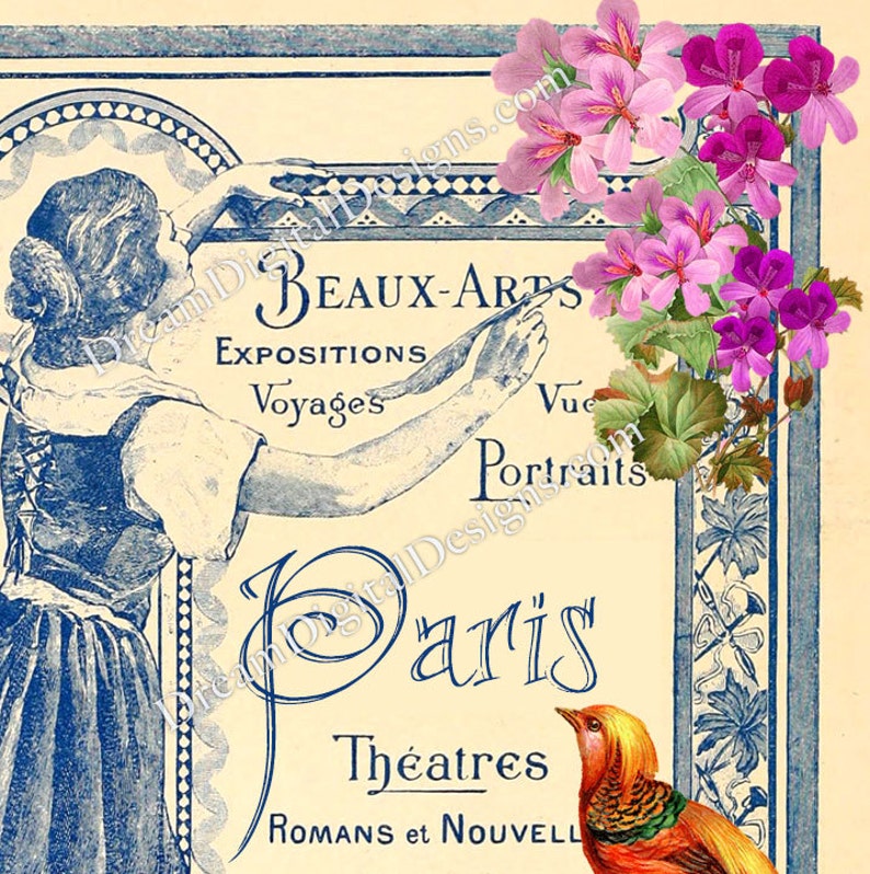 Printable Image With Vintage Paris Design, French Ephemera Digital ...