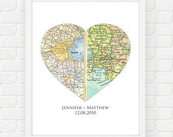 Custom Map Print - Anniversary Gift for Husband, Wife, Gift for Parents,  Map Wall Art