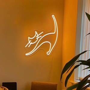 Cat Led Neon Sign,Cat Bedroom Party Decor,Animal Neon Sign,Cute Cat Home Wall Decor,Cat Night Light, Paw up cat Neon Sign,Cat Lovers Gift