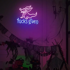 Zero Fu*ks Given Neon Sign,Man Cave Decor,Sarcastic Led Light,Offensive Gift,Humorous Neon Sign,Give For Friend Funny Gifts,Sweary Neon Sign