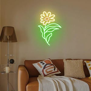 Daisy Flower Neon Sign,Chamomile Neon Sign,Flower Led Sign,Neon Flower Sign,Home Wall Decor,Flower Shop Led Light,Floral Wall Art Sign