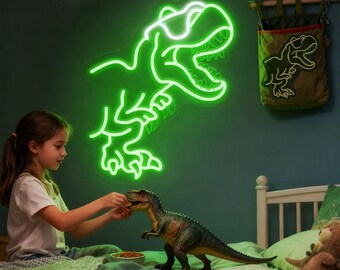 Dinosaur Neon Sign,Tyrannosaurus Led Neon Light,Neon Sign Dinosaur,Dinosaur Wall Art,Kids Room Bedroom Neon Sign,Dinosaur LED Neon Sign