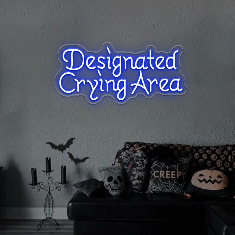 Designated Crying Area Neon,gothic Neon Sign,creepy Halloween Decor ...