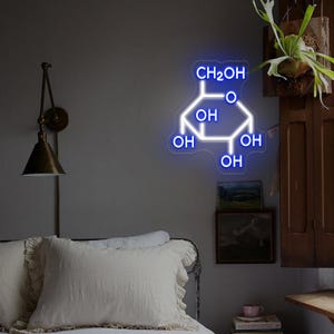 Glucose Molecule Neon Sign,Sugar Molecule Led Light,Hexose Molecule,Nutrition Science Neon,Cute Home Decor,Chemistry Decor,Dietitian Gift