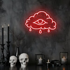 Gothic Evil Eye Neon Sign,Scary Eye Neon Sign,Eye Decor Wall,Cloud Neon Light,Cloud Light,Led Cloud Neon,Evil Eye LED Sign,Third Eye Neon