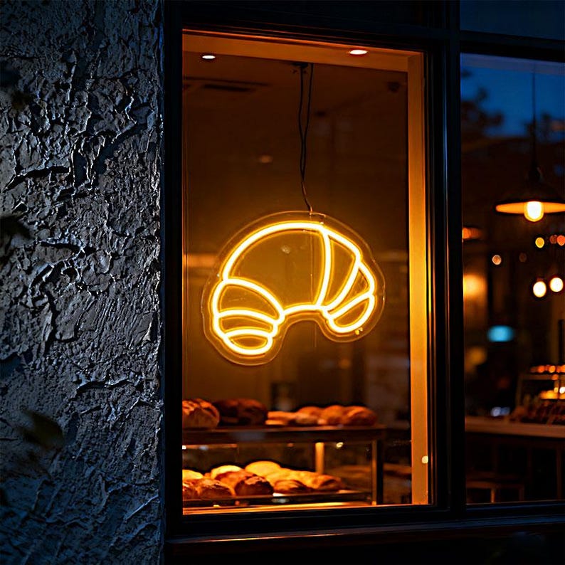 Croissant Neon Sign,bakery Light up Sign,food Neon Sign,drink Neon Sign ...