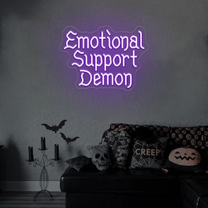 Gothic Emotional Support Demon Neon Sign,Gothic Led Light,Satanic Witch Decor,Gothic Halloween Sign,Goth Funny Snarky Decor,Witch Wall Art