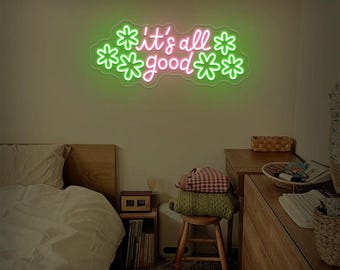 It&#39;s All Good Neon Sign,Daisy Flower Neon,Bedroom Led Lights,Rustic Home Office Sign,Motivational Funny Cubicle Decor,Valentine&#39;s Day Gift