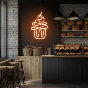 Cupcake Neon Sign,Bakery Neon Sign,Cake Store Neon Sign,Cream Cakes Neon Light,Dessert Led Sign,Gift for Bakers,Shop Restaurant Decor