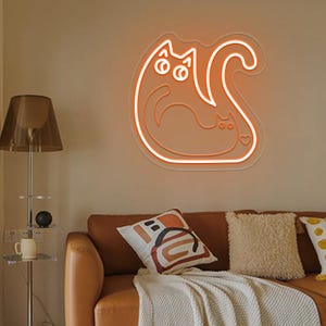 Couple Cats Neon Sign: Heart LED Light, Cat Lover Gift