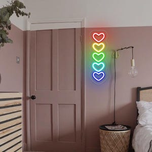 Heart Neon Sign,Love Neon Sign,Rainbow Love Neon Light,Anniversary Gift,Neon Sign Wedding,Love Wall Decor,Neon Bedroom Wall Art,LED Neon