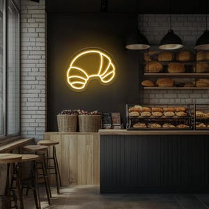 Croissant Neon Sign,Bakery Light Up Sign,Food Neon Sign,Drink Neon Sign,Fast Food Neon,Cute Croissant Wall Decor,Coffee Bar Shop Decor