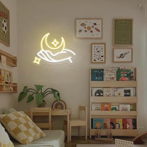 Hand hält Mond Sterne Leuchtreklame, Mond-Dekor-Neonlicht, Ramadan-Zeichen-Geschenke, Sterne Neon-Wand-Dekor, Kinderzimmer-Dekor, Universum-Raum-Dekor