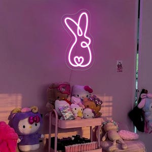 Bunny with Heart Neon Sign,Cute Rabbit Led Light Sign,Kids Room Cute Wall Decor,Easter Gifts for Kids,Bedroom Decor,Gifts for Rabbit Lovers