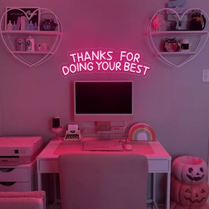 Thanks For Doing Your Best Neon Sign,Motivational Quotes Neon Light,Inspirational Quote Led Neon Sign,Bedroom Wall Decor,Classroom Decor