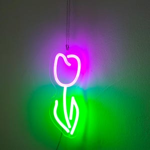 Tulip Neon Sign,Tulip Bouquet Neon Sign,Flower Shop LED Neon Light,Florist Plant Neon Sign,Flowers Neon Sign,Flower Garden Decor,Tulip Decor