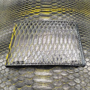 Black & Gold Custom Hand-Dyed Python Skin Wallet