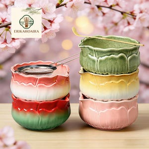 Handmade ceramics Vegetable Matcha Tea Set, Wide Tea Bowl & Whisk Stand, Perfect Gift for Tea Lovers, Japanese Tea Ceremony Gift