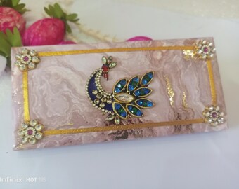 5x pauwengeldenvelop | Handgemaakte Indiase bruiloft shagun, puja gunst cadeau (8 x 4 inch)