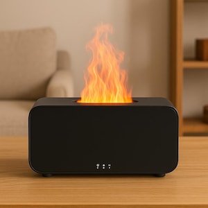 Flame Effect Aroma Diffuser – LED Fire Humidifier | Essential Oil Diffuser, Cozy Room Decor, Ultrasonic Mist Maker, Relaxing Gift Idea