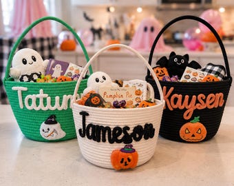 Personalized Halloween Basket, Trick or Treat, Trunk or Treat, Boo Basket, Halloween Candy Bag, Halloween Gift Kids, Halloween Party Favor