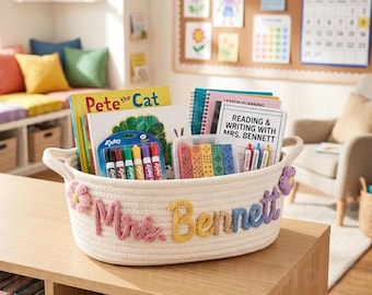 Personalized Teacher Appreciation Gift | Custom Teacher Basket | Thank You Gift for Teacher |  End of Year Teacher Gift | Classroom Gift