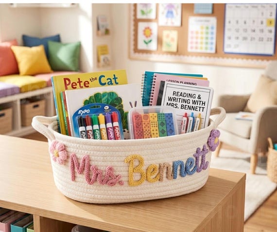 Personalized Teacher Appreciation Gift | Custom Teacher Basket | Thank You Gift for Teacher |  End of Year Teacher Gift | Classroom Gift