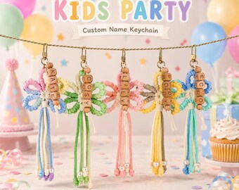 Personalized Keychain with Name for Kids, Kids Party Favor, Summer Camp Name Tag, Handmade Bag Charm, Backpack Name Tag, Back to School Gift