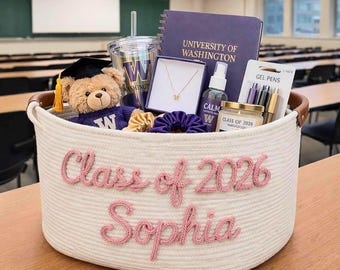 Personalized Graduation Gift Basket, College Graduation Gift, HighSchool Graduation Basket, Graduation Card Box, Graduation Gift for Her