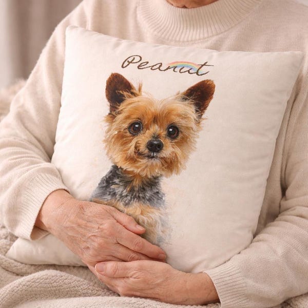 Herdenkingscadeaus voor huisdieren | Aangepast gedenkkussen huisdier | Gepersonaliseerde huisdierkussen van foto | Herdenkingskussen hond, gedenkkussen kat, regenboog huisdier