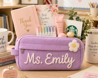Personalized Teacher Gift Bag, End of Year Teacher Gifts, Teacher Appreciation Gifts, Custom Pencil Pouch, Back to School Teacher Gifts