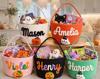 Personalized Trick-or-Treat Bag, Boo Basket, Candy Bucket, Kids Halloween Gift Basket, Halloween Gifts from Grandma, First Halloween Gifts
