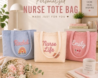 Personalized Nurse Tote Bag, Custom Name Stethoscope Bag, RN Gift, Healthcare Worker Tote Bag, Nurse Graduation Gift, Custom Name Nurse Bag