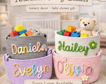 Personalized Kids Summer Gift Basket, Custom Baby Basket, Baby Shower Basket, Newborn Gifts, Kid Name Basket, personalized DIY gift basket