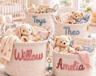 Personalized Baby Gift Basket, Baby Shower Basket, Custom Baby Name Basket, Baby Shower Gift, Large Toy Storage Bin, Baby Gift, New Mom Gift
