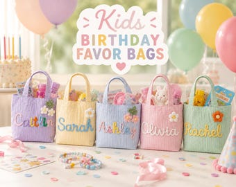 Personalized Kids Party Favor Bag, Kids Summer Bags, Kids Spa Party Favor Bag, Kids Beach Tote, Toddler Bag, Mermaid themed, Safari themed