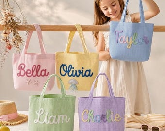 Personalized Kids Beach Bag, Custom Kids Summer Bag, Kids Goodie Bag, End of School Year Kids Gift, Beach Bag Girls, Kid Vacation Bag
