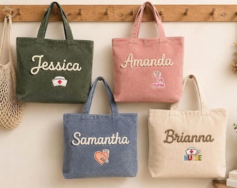 Personalized Nurse Tote Bag, Nurse Appreciation Gift, Nurse Graduation Gift, Custom Name Nurse Bag, RN Tote Bag, Healthcare Worker Tote Bag