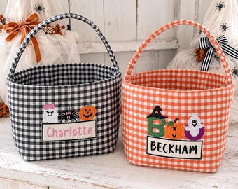 Personalized Embroidered Halloween Basket, Toddler Boo Basket, Kids Trick or Treat, Trunk or Treat, Halloween Candy Bucket, Halloween Gift