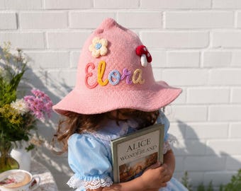 Personalized Halloween Witch Hat, Bbay Girl Wonderland Hat, Custom Halloween Wizard Costume, Trick or Treat, Halloween Party Gift for Kids,
