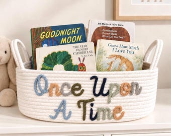 Storybook Basket, Just One More Story, Once Upon A Time, First Birthday Gift, Bookish Baby Shower Gifts, Baby Book Basket, Nursery Decor