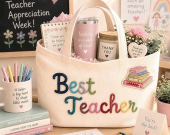 Personalisierte Lehrer Tragetasche, Ende des Jahres Lehrer Geschenk, Bester Lehrer Geschenk, Lehrer Wertschätzung Geschenk, Schulanfang Geschenk, Name Tragetasche