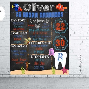 Finding Nemo Birthday | First Birthday Poster | Milestone Birthday | Boy Birthday | Girl Birthday | Finding Nemo | Chalkboard