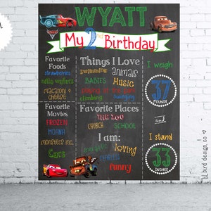 Cars Chalkboard Birthday Poster | Cars 3 | First Birthday | Second Birthday | Chalkboard Poster | Boy Birthday Poster | Disney Cars