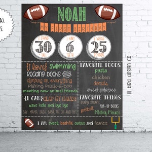 Football Birthday | Football Party | Boy Birthday | NFL | Chalkboard Poster | Milestone Birthday