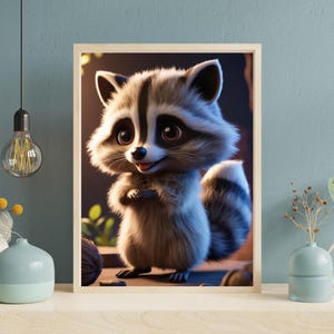 raccoon dogーDigital art prints, wall art, AI generated, AI art, digital downloads, home decor, printable,Art Template,Cute characters, anime
