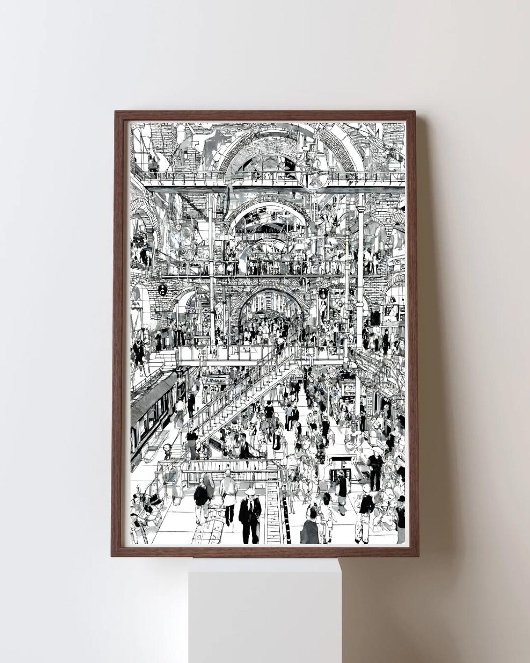 Urban Subway Chaos XXL Coloring Poster – Intricate Hidden Object Line ...