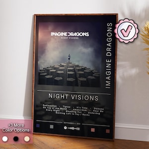 Imagine Dragons Poster | Night Visions Poster | Album Poster Prints | Wall Decor Posters | Album Cover Gift | Rock Music Poster