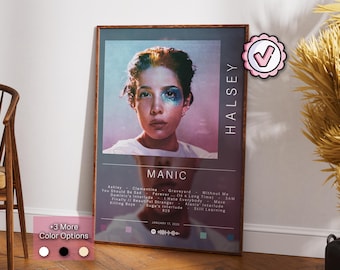 Póster de Halsey / Póster de Manic / Impresiones de pósteres de álbumes / Pósteres de decoración de pared / Regalo de portada de álbum / Póster de música pop