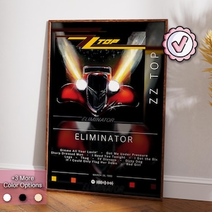 ZZ Top Poster | Eliminator Poster | Album Poster Prints | Wall Decor Posters | Album Cover Gift | Rock Music Poster